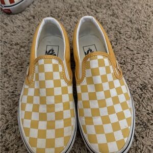 Vans Yellow and White Checkered Sneakers